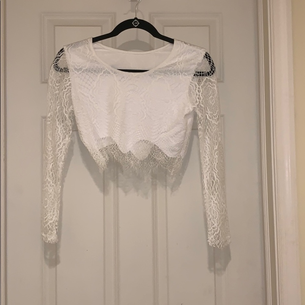 White lace crop top